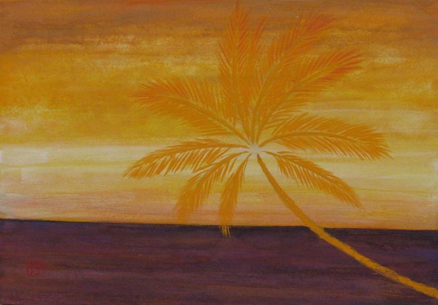Sunset with Palm Tree   22.7cmWx15.8cmH